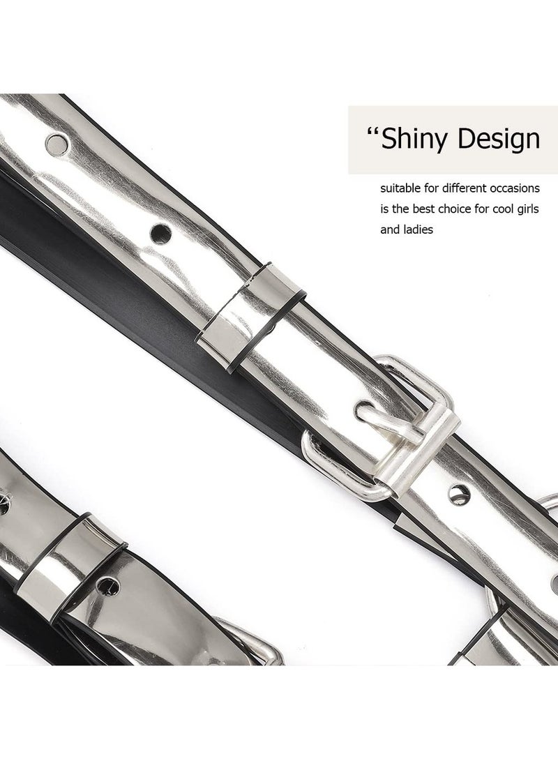 حزام خصر جلد مرآة بتصميم بانك، سلسلة جسم حزام صدر، حزام خصر PU غوت، ملابس حفلات لامعة لفتحات الرقص وإكسسوارات الجسم للنساء والفتيات - Image 5